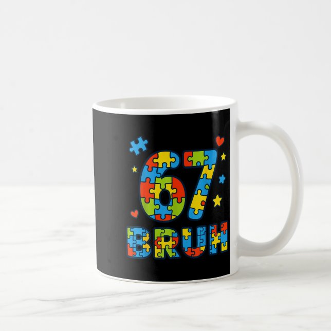 Bruh 6 7 Funny Six Seven Autism Awareness Kids Tea Coffee Mug (Right)