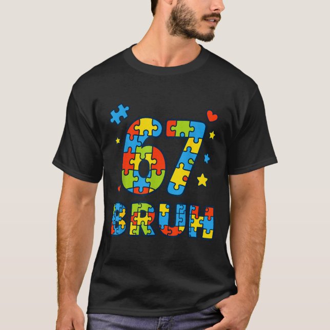 Bruh 6 7 Funny Six Seven Autism Awareness Kids Tea T-Shirt (Front)