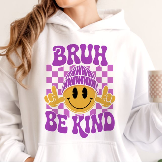 Bruh Be Kind Happy Face Beanie Purple Hoodie (Creator Uploaded)