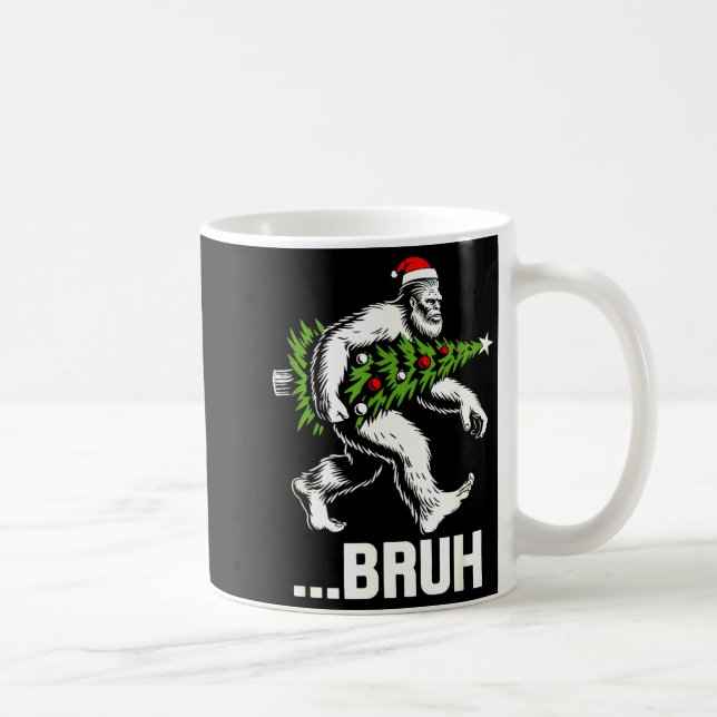 Bruh Bigfoot Christmas Funny Christmas Tree Xmas S Coffee Mug (Right)