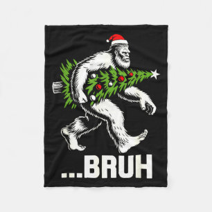 Bruh Bigfoot Christmas Funny Christmas Tree Xmas S Fleece Blanket