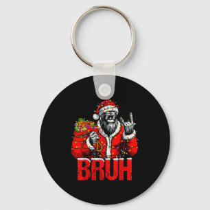 Bruh Bigfoot Christmas Funny Sasquatch Xmas For Me Keychain