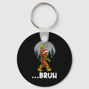 Bruh Bigfoot Christmas Shirt Christmas Tree Xmas S Keychain