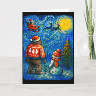 Bruh Bigfoot Snowman Starry Night Christmas Xmas M Card