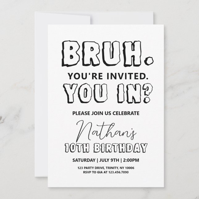 Bruh Birthday Invitation (Front)
