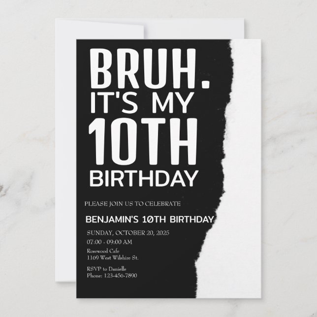 Bruh Birthday Invitation, Bruh its my birthday Invitation (Front)