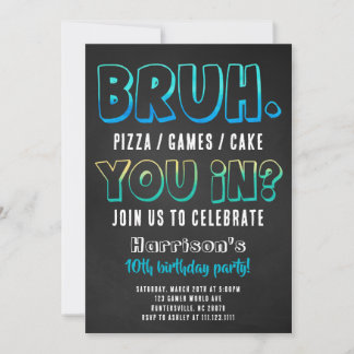 Bruh Birthday Party Boy Invitation
