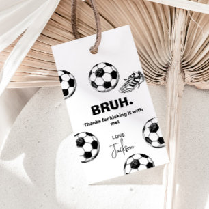 Bruh. Birthday Soccer Gift Tags - Thank you tags