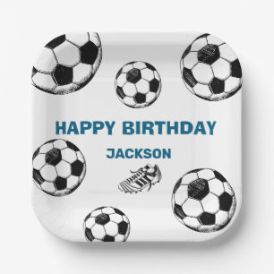 Bruh. Birthday Soccer paper plates