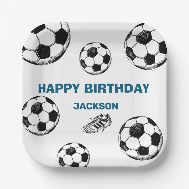 Bruh. Birthday Soccer paper plates (Front)