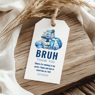 BRUH.. Blue Pool Boy Birthday Thank You Gift Tags