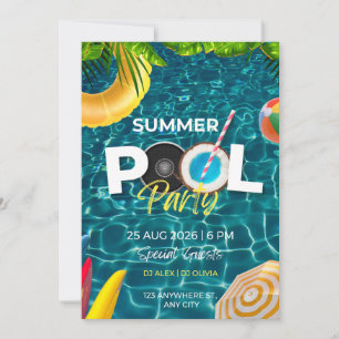 BRUH Blue Pool Party Birthday Invitation for Boys