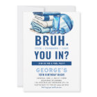 BRUH Blue Pool Party Boy Birthday