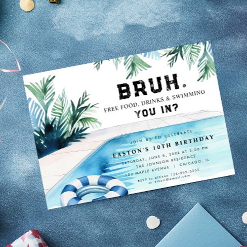 Bruh boy pool party birthday party