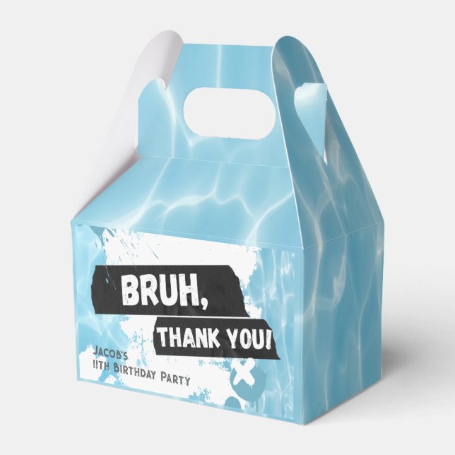 Bruh Boy Summer Pool Party Birthday Favor Box (Front Side)
