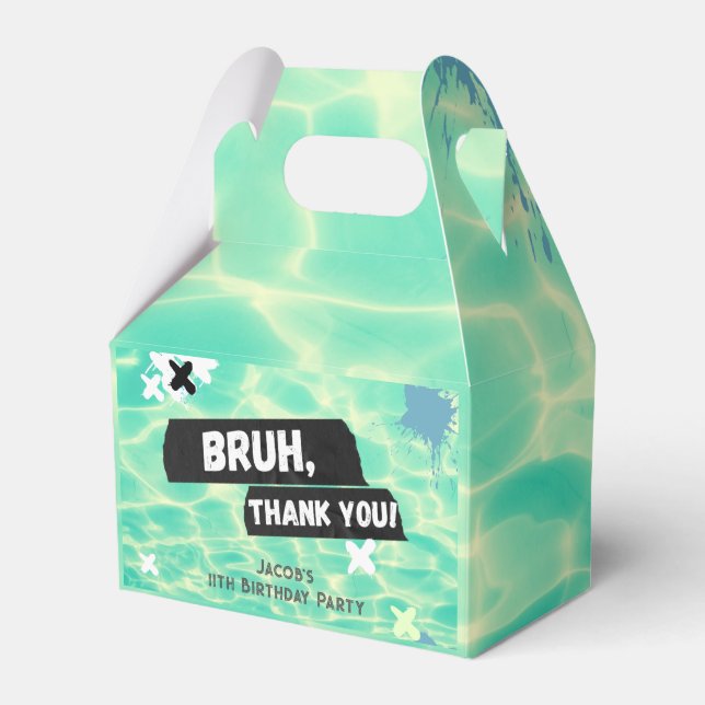 Bruh Boy Summer Pool Party Birthday Favor Box (Front Side)
