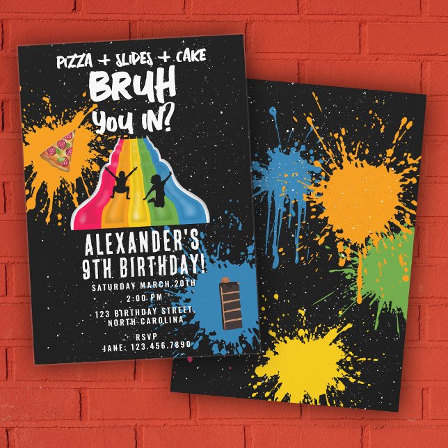 Bruh Boy's Birthday Indoor Slide Park Playground Invitation (Bruh Boy's Birthday Indoor Slide Park Playground Invitation)