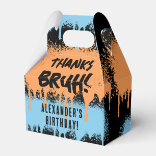 Bruh Boy's Birthday Neon Graffiti Orange Blue Favor Boxes