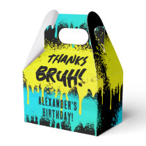 Bruh Boy's Birthday Neon Graffiti Yellow Teal Favor Boxes