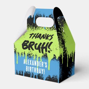 Bruh Boy's Birthday Party Neon Graffiti Green Blue Favor Boxes