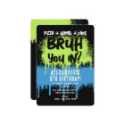 Bruh Boy's Birthday Party Neon Graffiti Green Blue