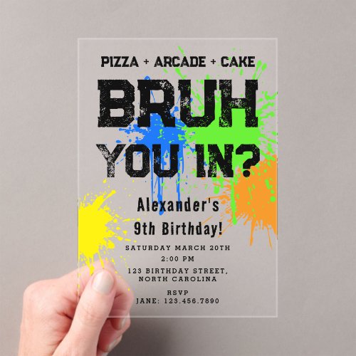 Bruh Boy's Birthday Party Neon Graffiti Teenager
