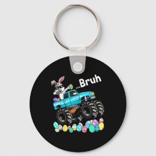 Bruh Bunny Happy Easter Monster Truck Lovers Kids Keychain