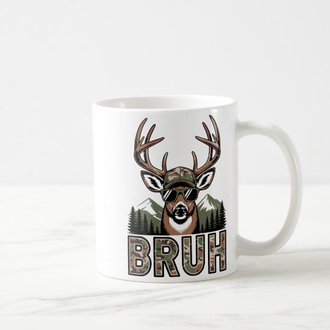 Bruh Camo Deer Hunting Camouflage Elk Buck Funny Y Coffee Mug (Right)