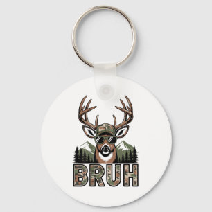 Bruh Camo Deer Hunting Camouflage Elk Buck Funny Y Keychain