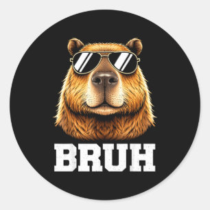 Bruh capybara meme funny chill capybara energy  classic round sticker