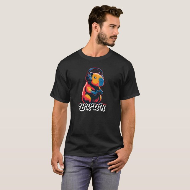 Bruh Capybara Video Game for Gamers T-Shirt (Front Full)