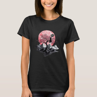 Bruh Cat Japanese Art Sakura Cherry Blossom Gifts  T-Shirt