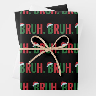 Bruh Christmas Cool Meme Trendy Sarcastic Xmas Wrapping Paper Sheets