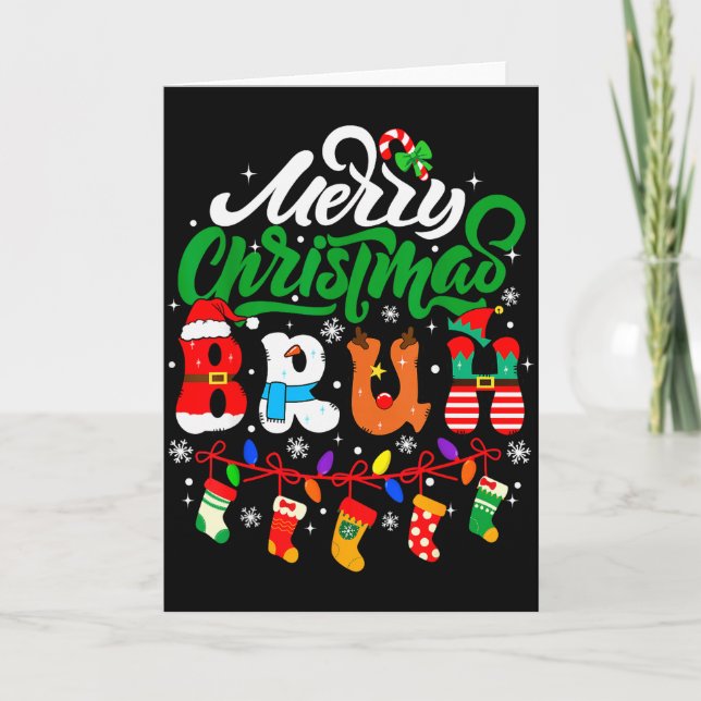 Bruh Christmas Kids Teens Boys Funny Christmas Hum Card (Front)
