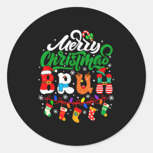 Bruh Christmas Kids Teens Boys Funny Christmas Hum Classic Round Sticker