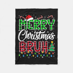 Bruh Christmas Kids Teens Boys Funny Christmas Hum Fleece Blanket