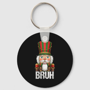 Bruh Christmas Nutcracker Santa Claus Holiday Xmas Keychain