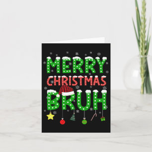 Bruh Christmas Red Plaid Teens Boys Kids Xmas Paja Card