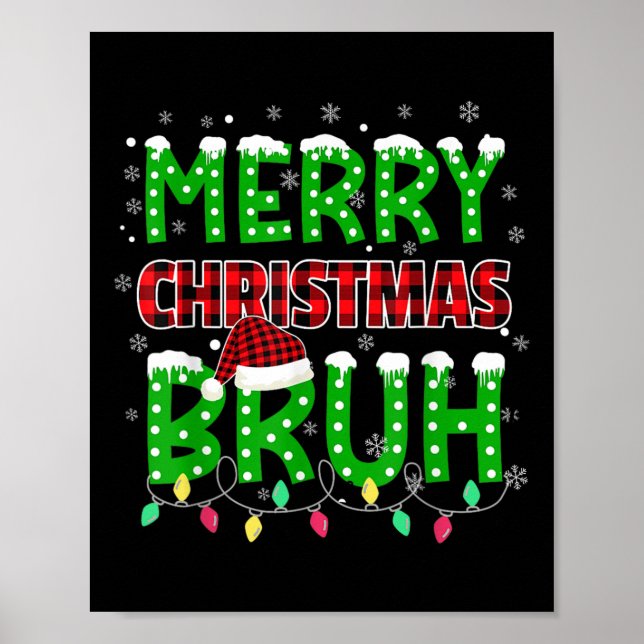 Bruh Christmas Red Plaid Teens Boys Kids Xmas Paja Poster (Front)