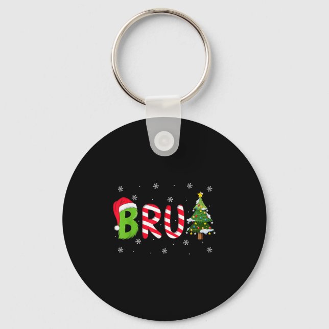 Bruh Christmas Saying Bro Funny Men Boys Bruh Meme Keychain (Front)