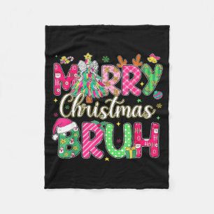 Bruh Christmas Shirt Kids Xmas Men Teen Boys Funny Fleece Blanket