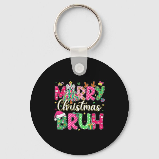 Bruh Christmas Shirt Kids Xmas Men Teen Boys Funny Keychain (Front)