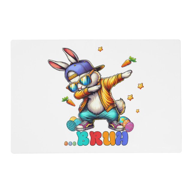 Bruh Dab Bunny Easter Funny Placemat (Front)