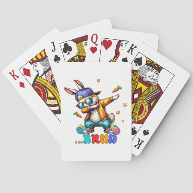 Bruh Dab Bunny Easter Funny Poker Cards (Back)