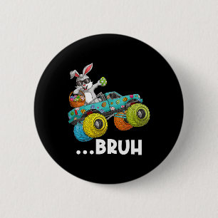 Bruh Dabbing Bunny Happy Easter Monster Truck Love Button