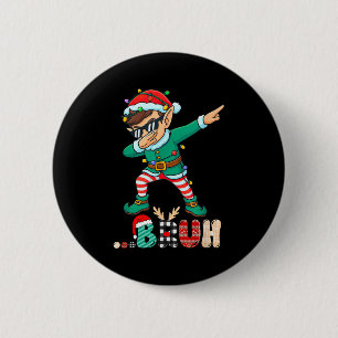 Bruh Dabbing Elf Funny Kids Boys Mens Christmas Ma Button