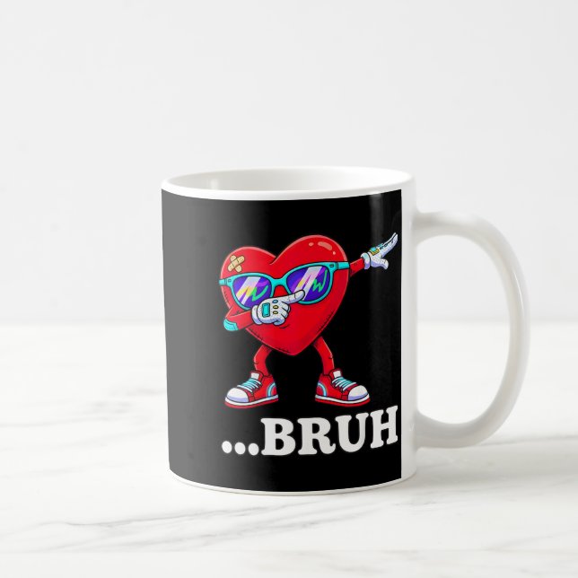Bruh Dabbing Heart Funny Kids Boys Mens Valentine  Coffee Mug (Right)