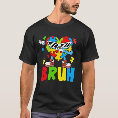 Bruh Dabbing Puzzle Autism Awareness Teens Boys Ki T-Shirt