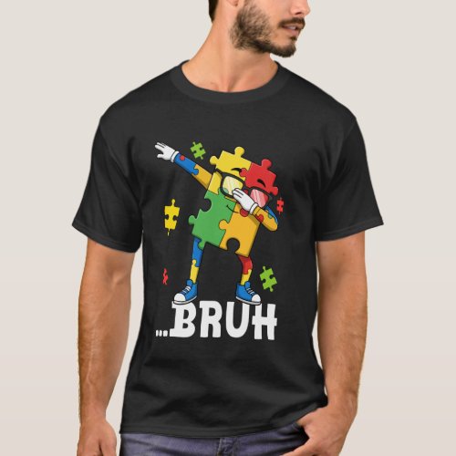Bruh Dabbing Puzzle Autism Awareness Teens Boys Ki T-Shirt