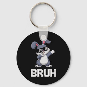 Bruh Dabbing Rabbit Bunny Happy Easter Day Egg Boy Keychain